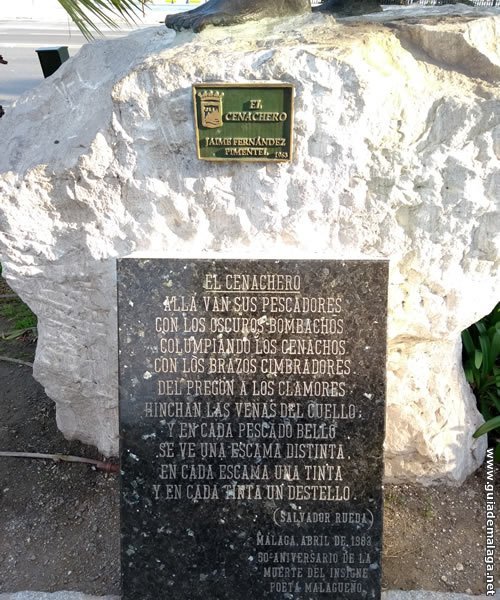 Placa Poesía El Cenachero Escultura de Bronce en Málaga Capital El Cenachero