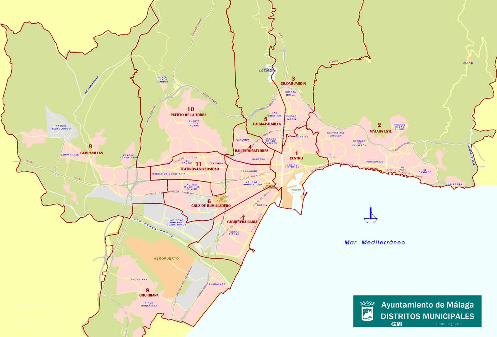 Distritos de la Ciudad de Málaga